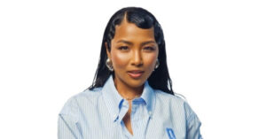 Chanley Wong in a blue striped shirt for the Glamour South Africa digital cover